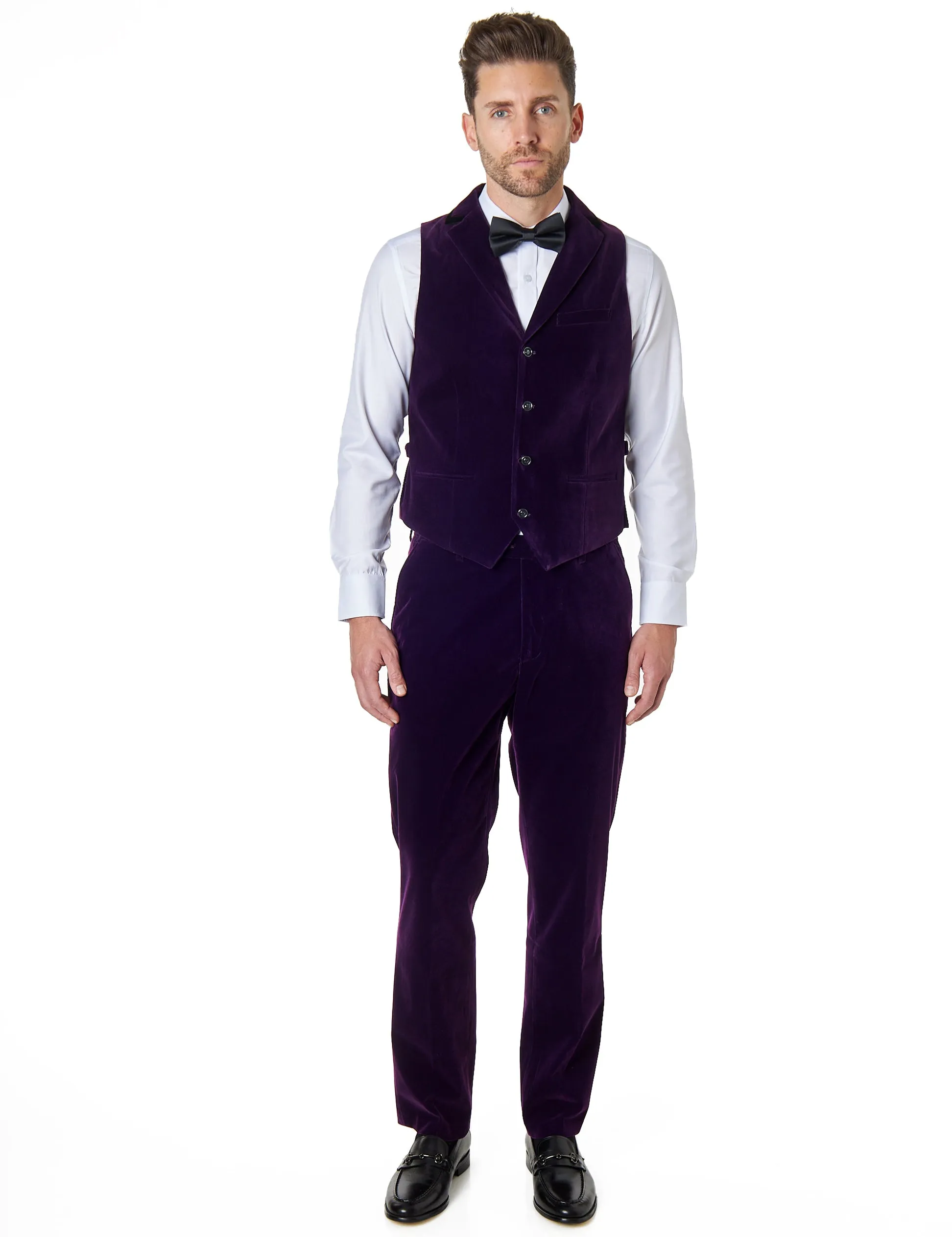 RICKY Purple Velvet Collar Waistcoat
