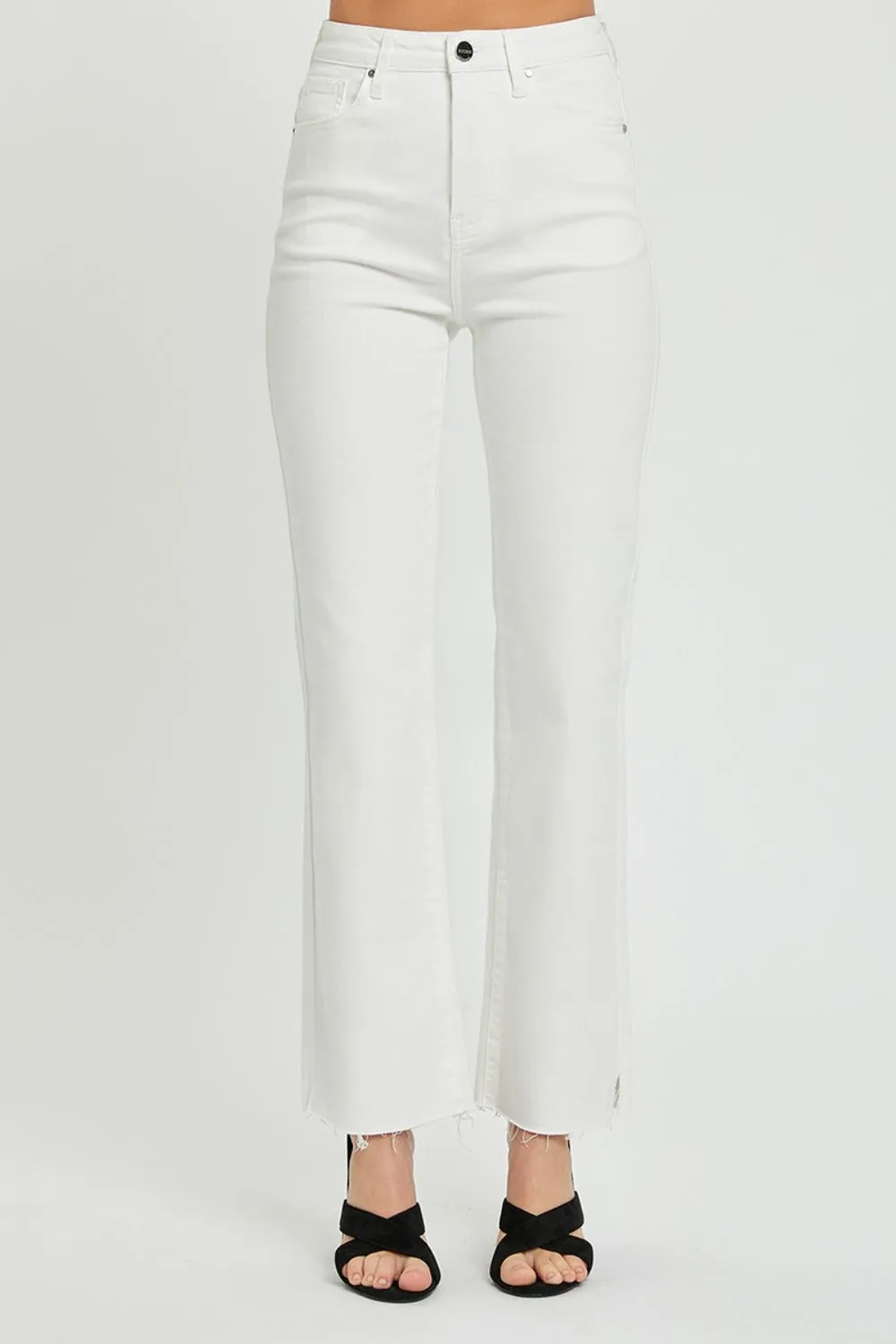 Risen Tummy Control White Straight Leg Jeans