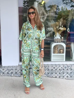 Romani Sage Print Pants