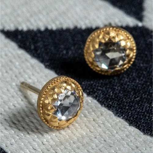 Rose Cut Diamond Artichoke Stud Earrings