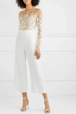 Roycebridal Sexy Beach Jumpsuit Wedding Dresses Long Sleeve Backless