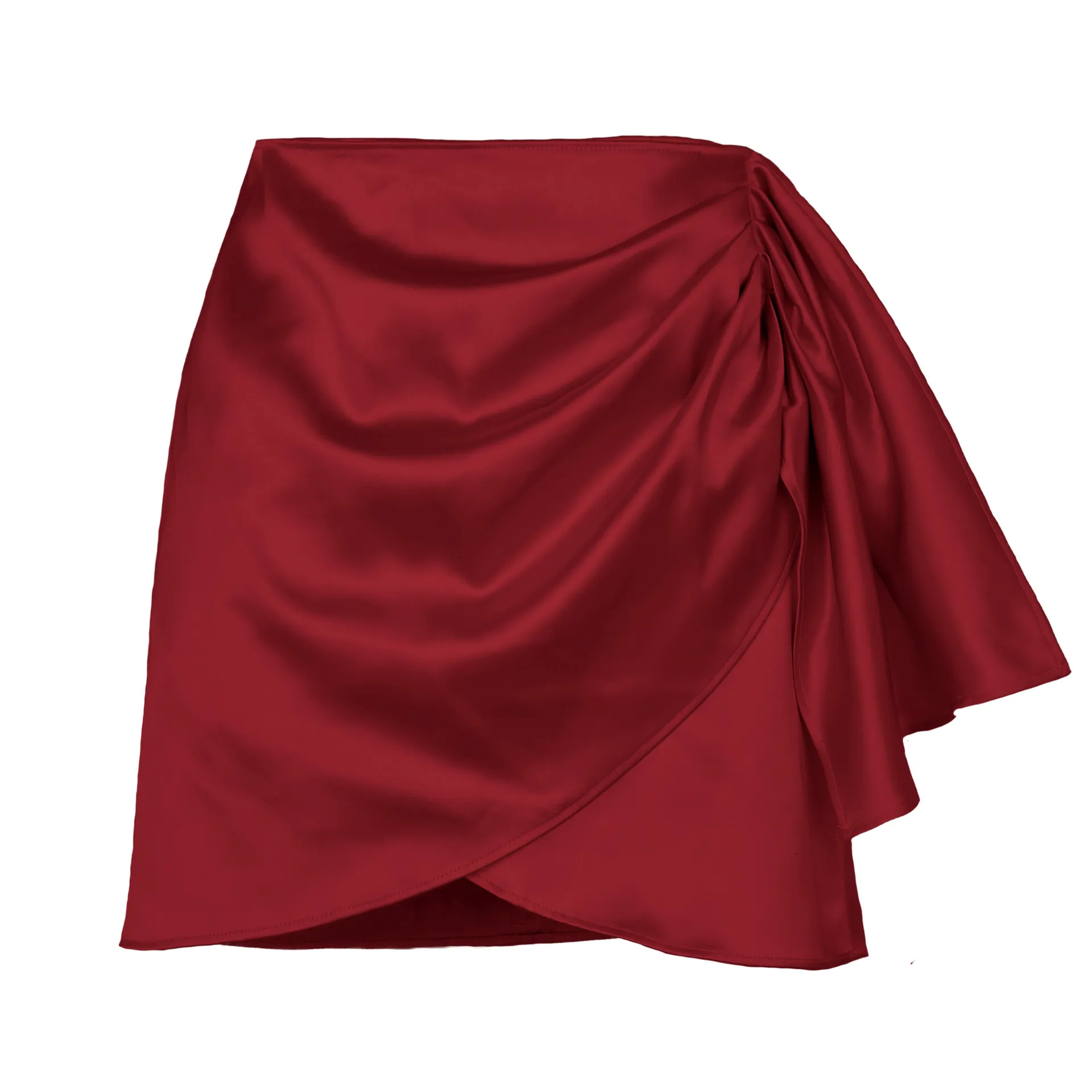 Satin Pleated Mini Skirt with Side Sash
