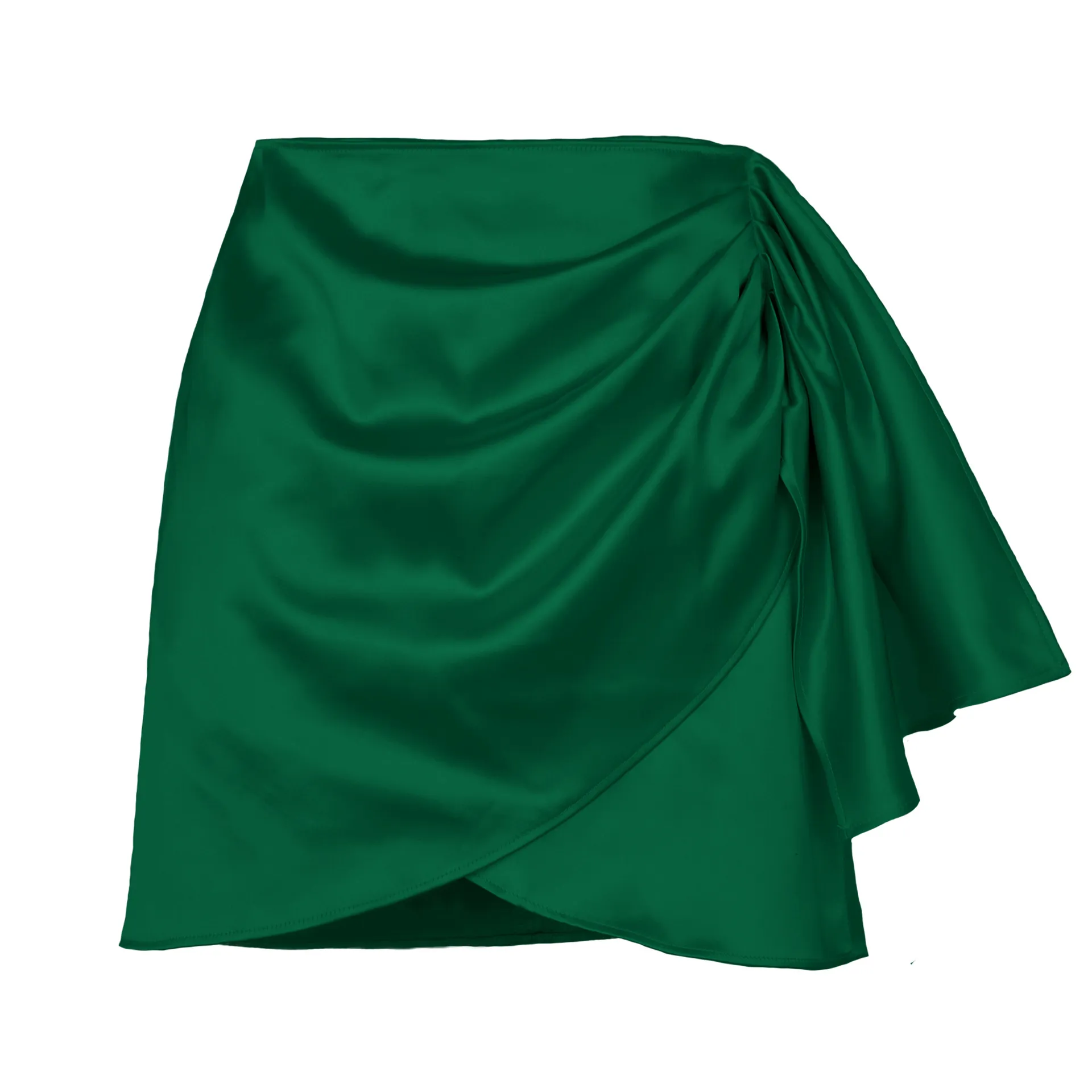 Satin Pleated Mini Skirt with Side Sash