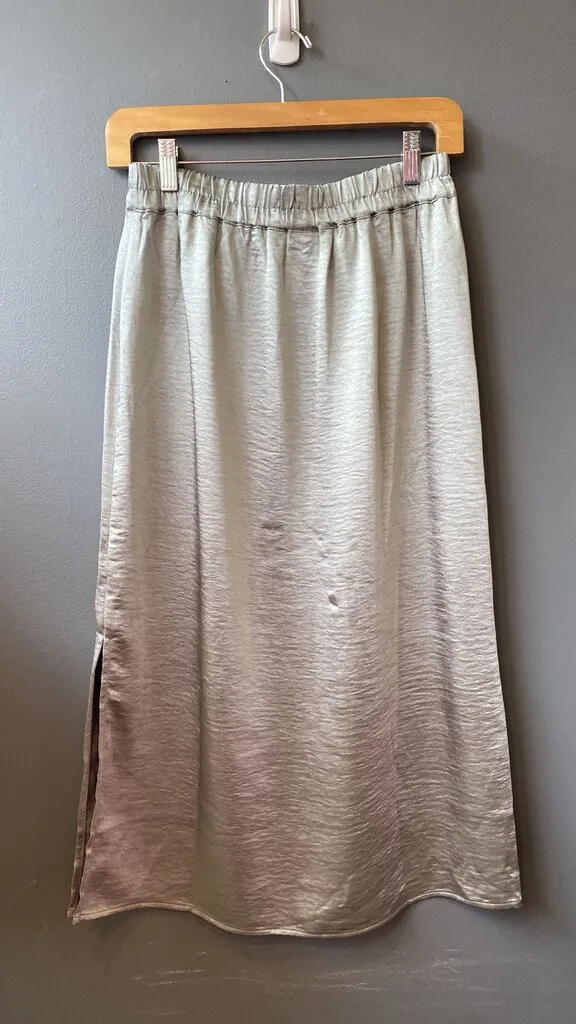 Satin Pull On Midi Skirt