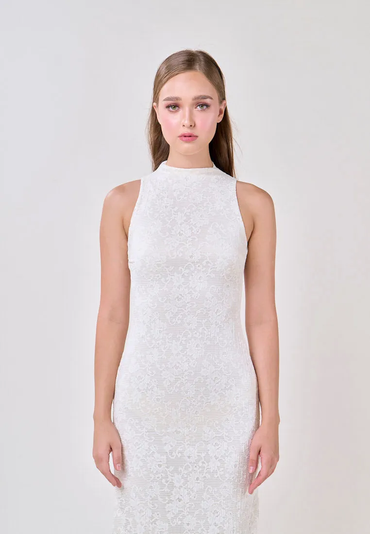 Scottie White Jewel Jacquard Print Maxi Dress