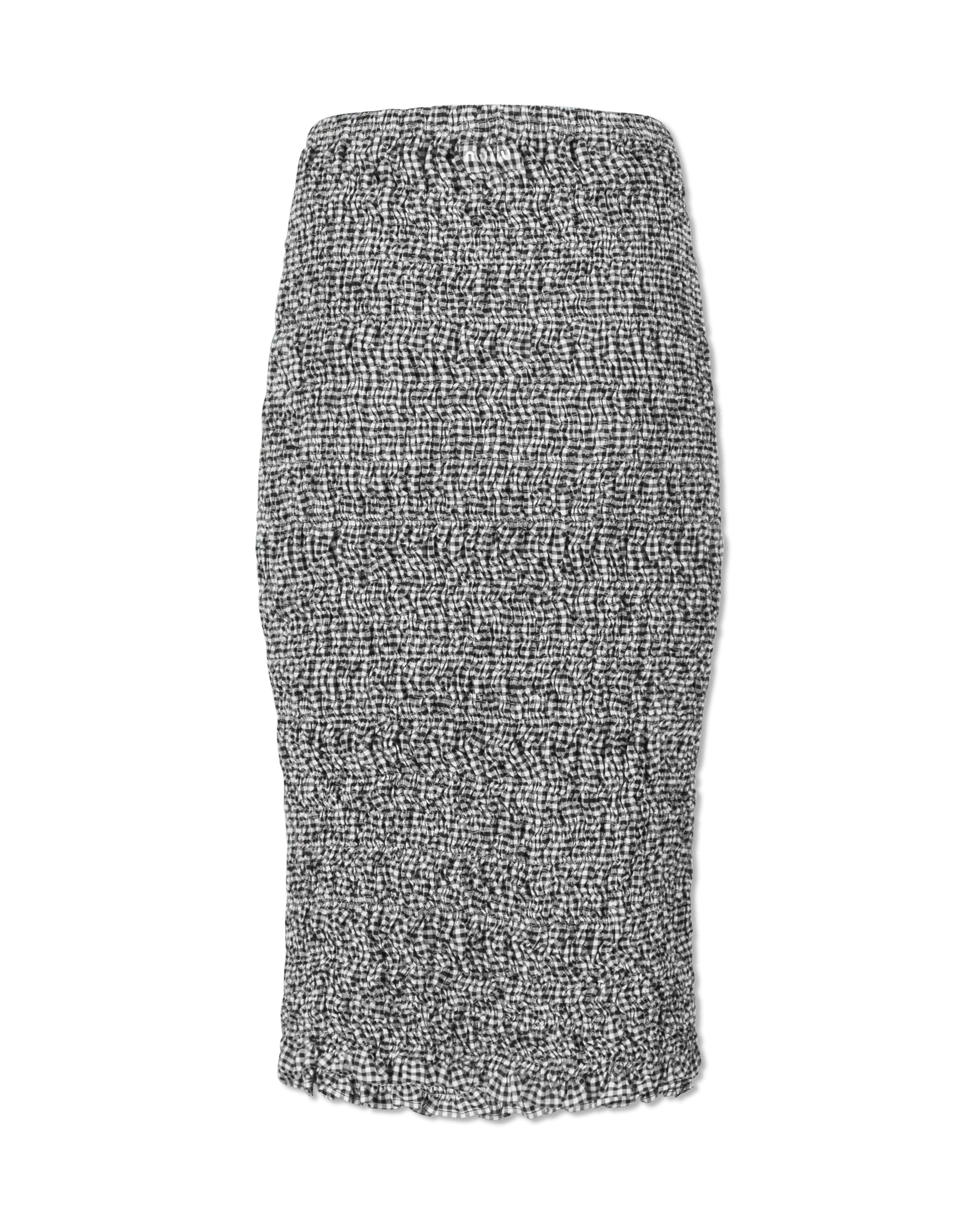 Scrunched Gingham Midi Skirt