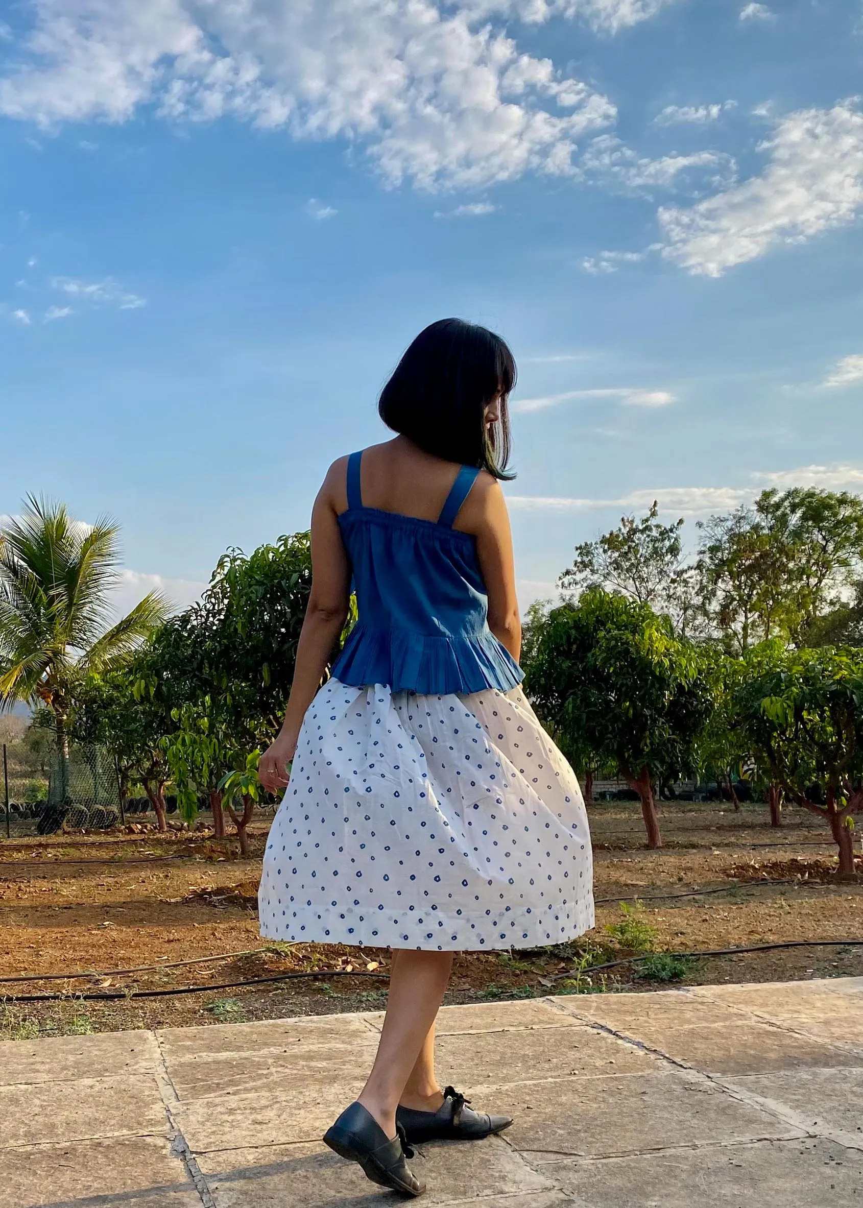 Sea Pebbles Gathered Midi Skirt