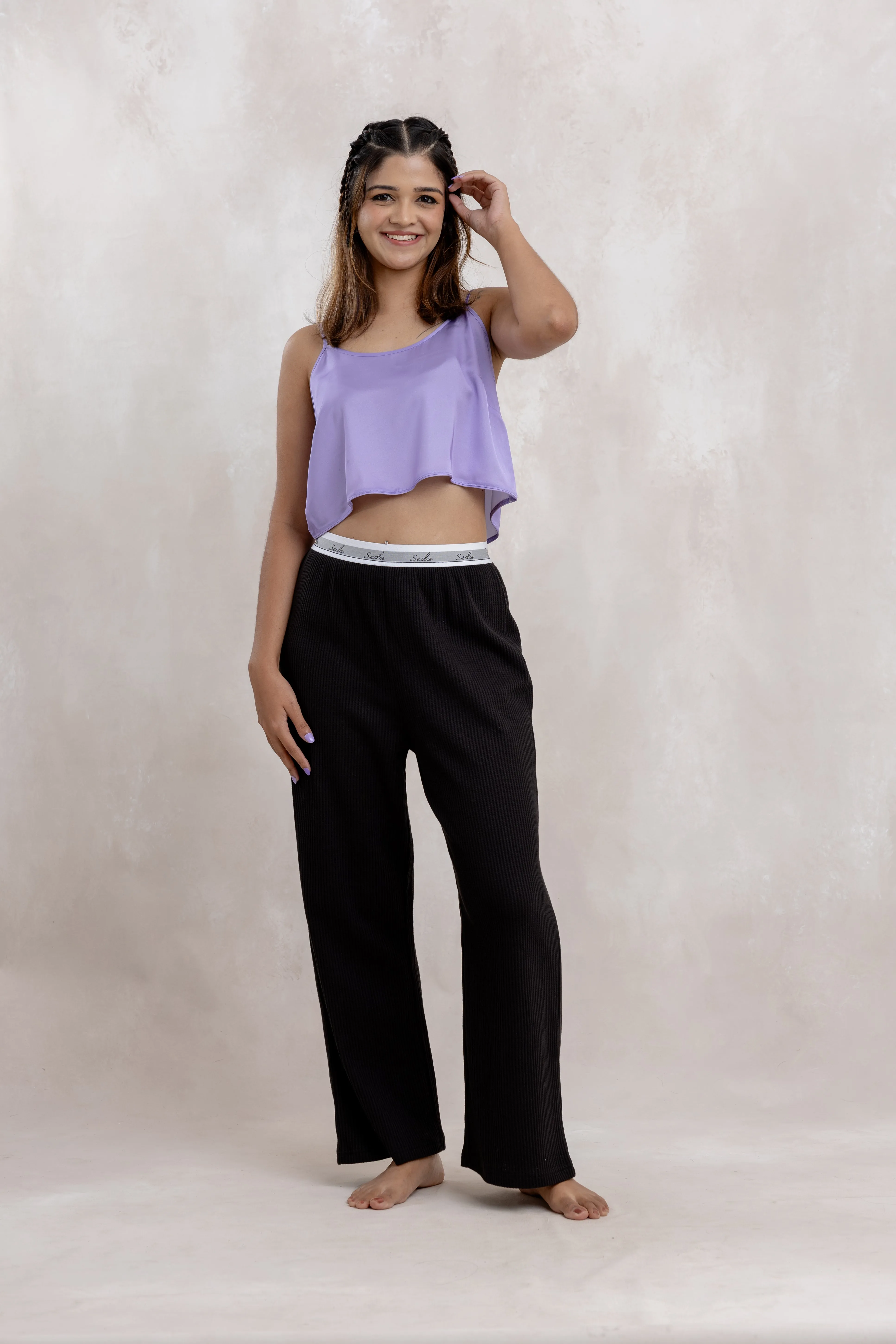 SEDA TEEN SATIN LAVENDER CROP TOP