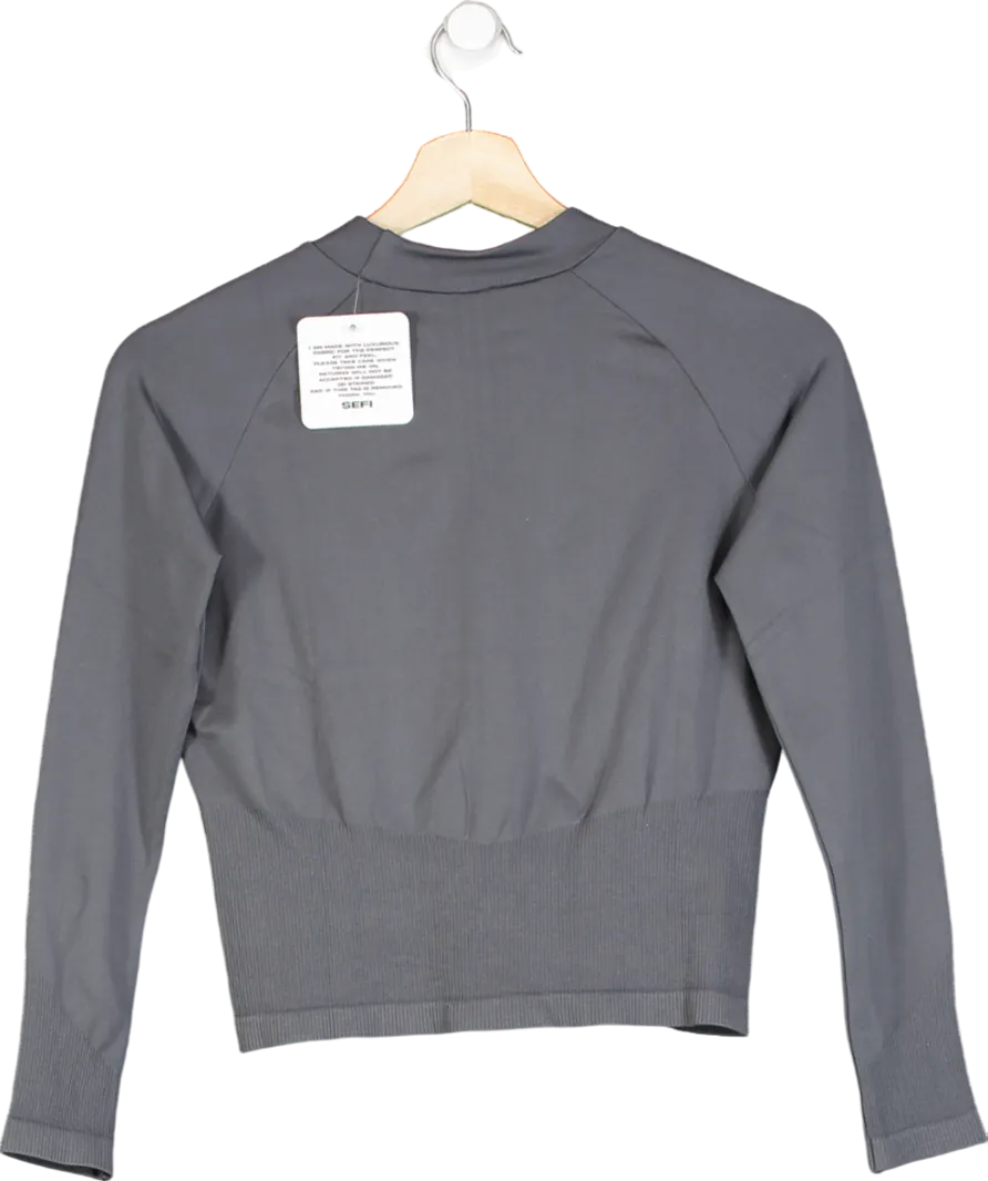 SEFI Grey Timeless Ribbed Long Sleeve Top UK S