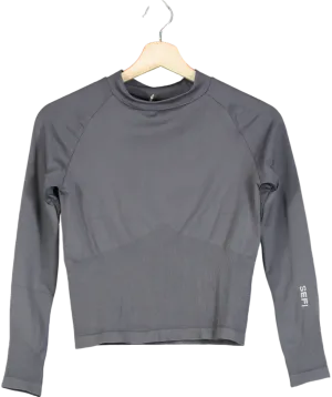 SEFI Grey Timeless Ribbed Long Sleeve Top UK S