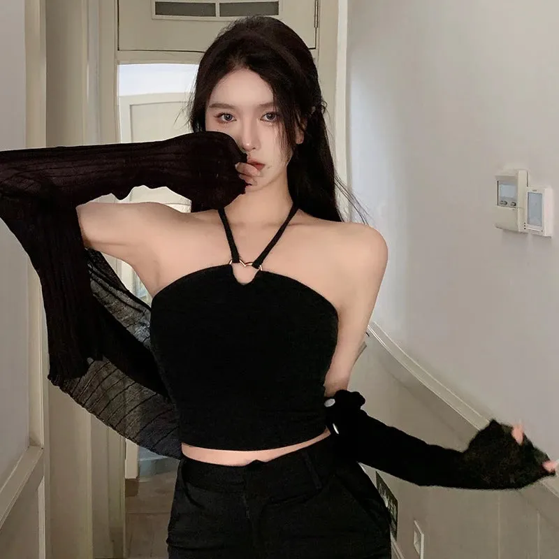 Sexy Hanging Neck Camisole Crop Tops