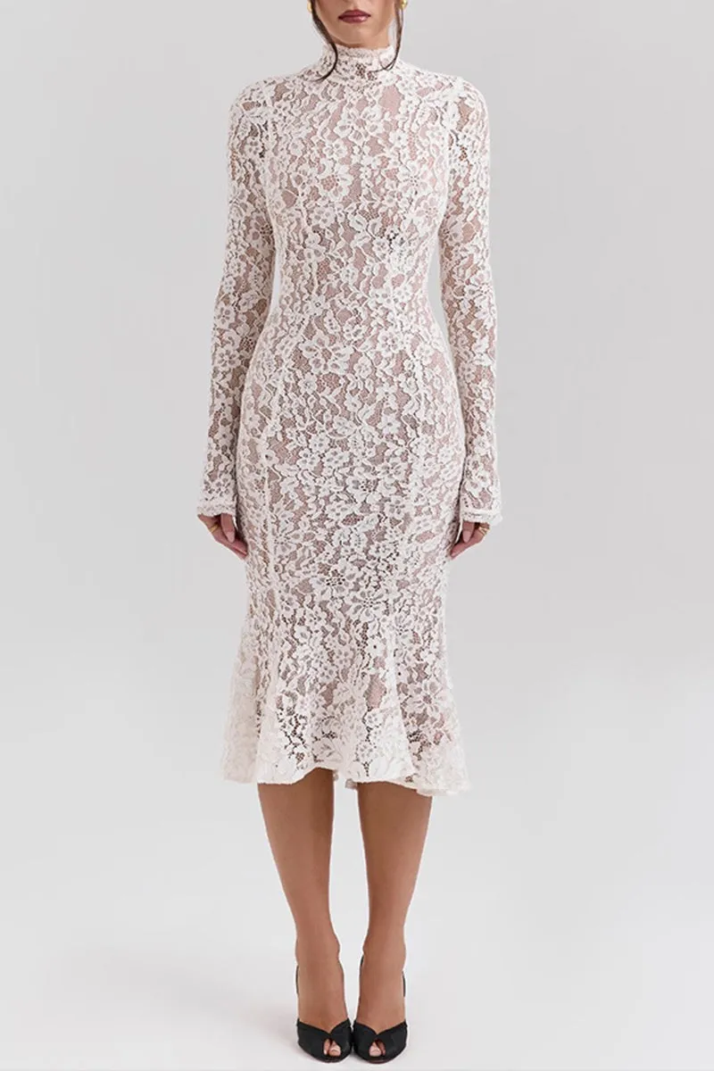 Sexy Lace Half A Turtleneck Fishtail Dresses