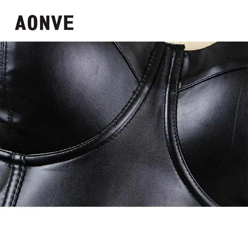 Sexy Leather Bralette Crop Top - Perfect for Punk, Goth and Clubwear