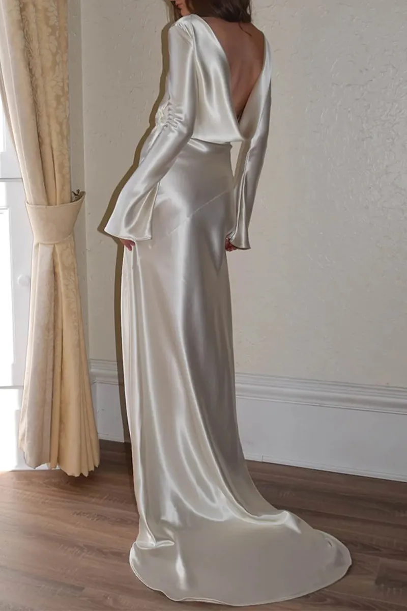 Sexy Prom Backless O Neck Evening Dresses