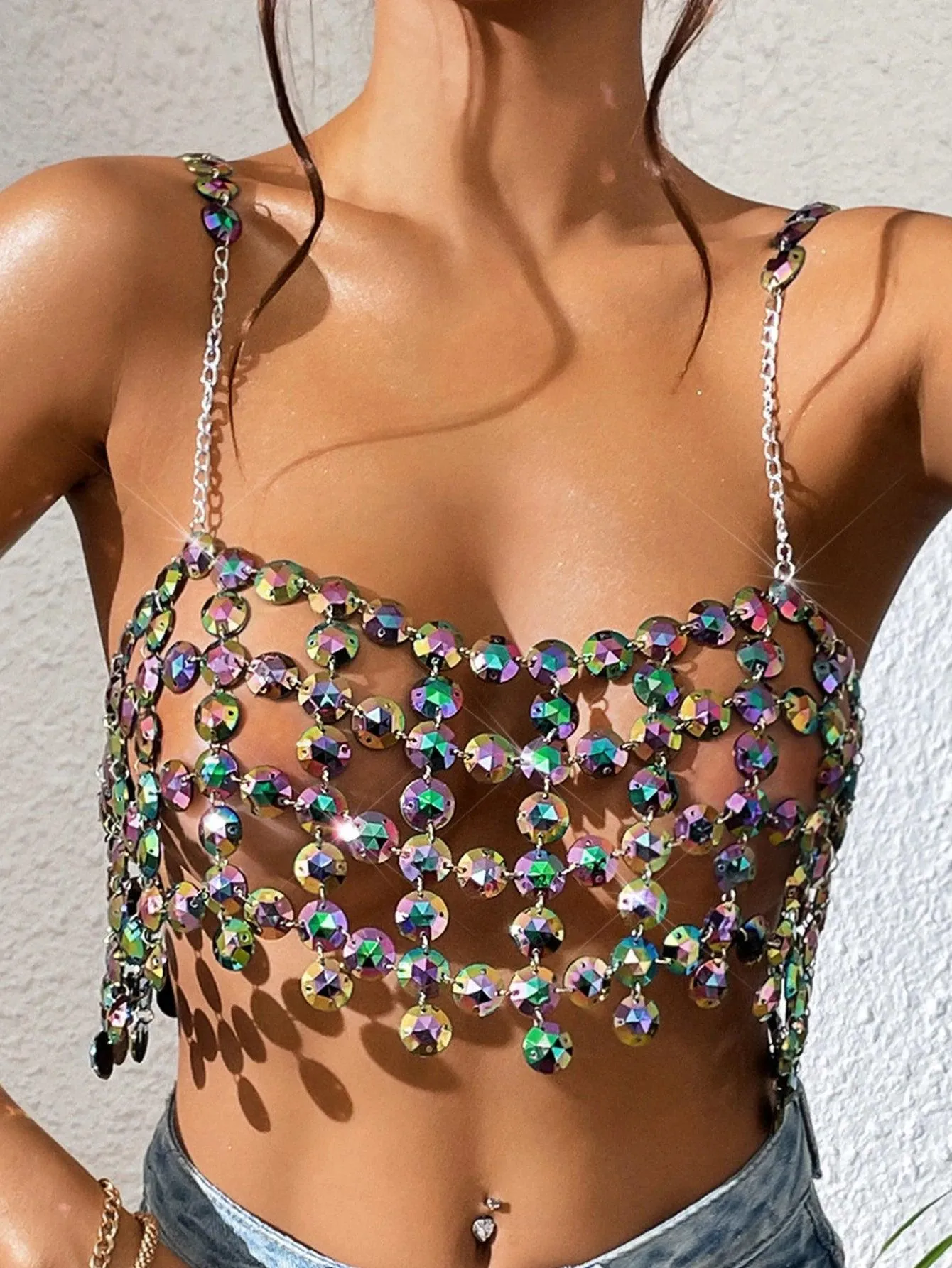Sexy Rhinestone Crop Top