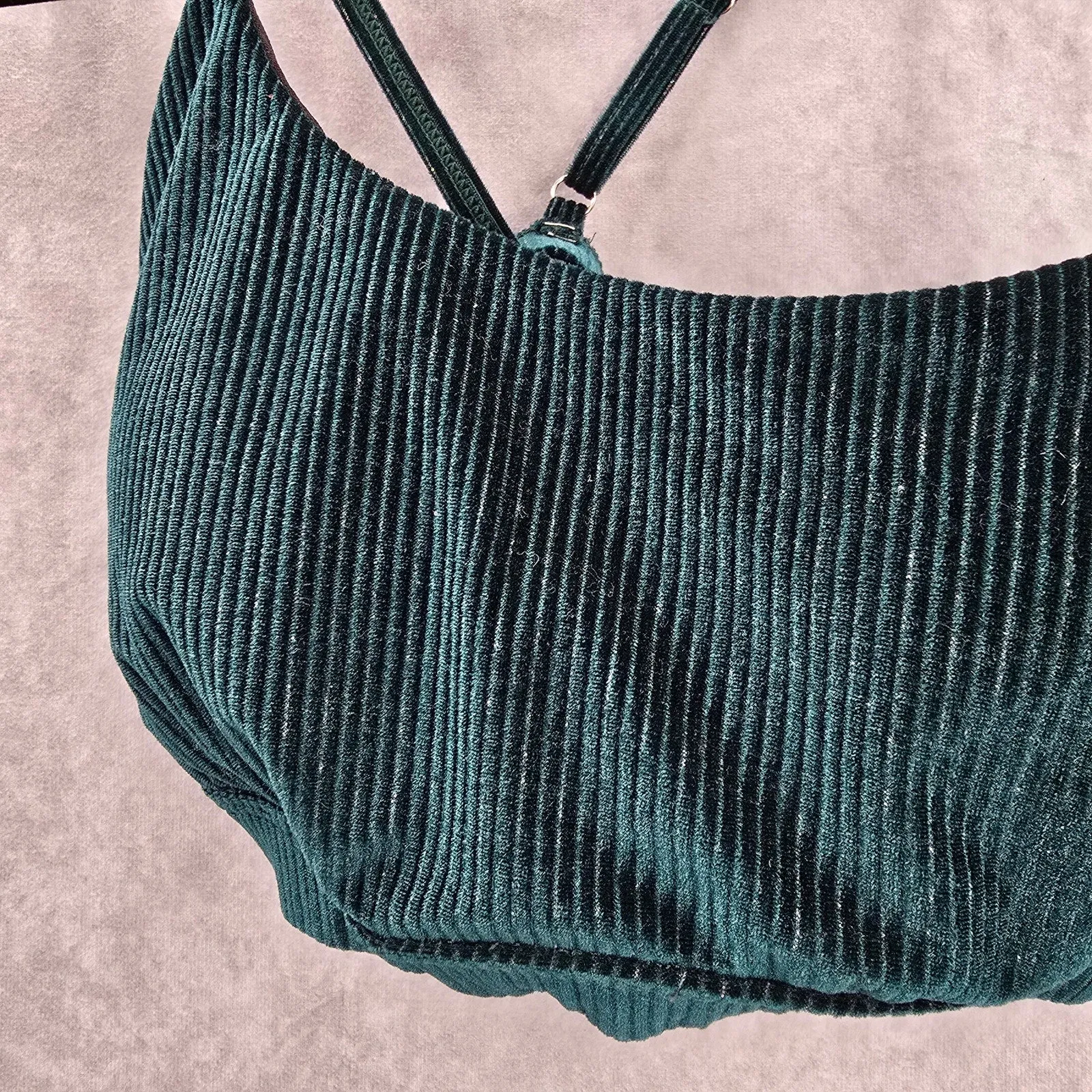 Shein Green Ribbed Crisscross Back Adjustable Strap Padded Bikini Tops 1XL