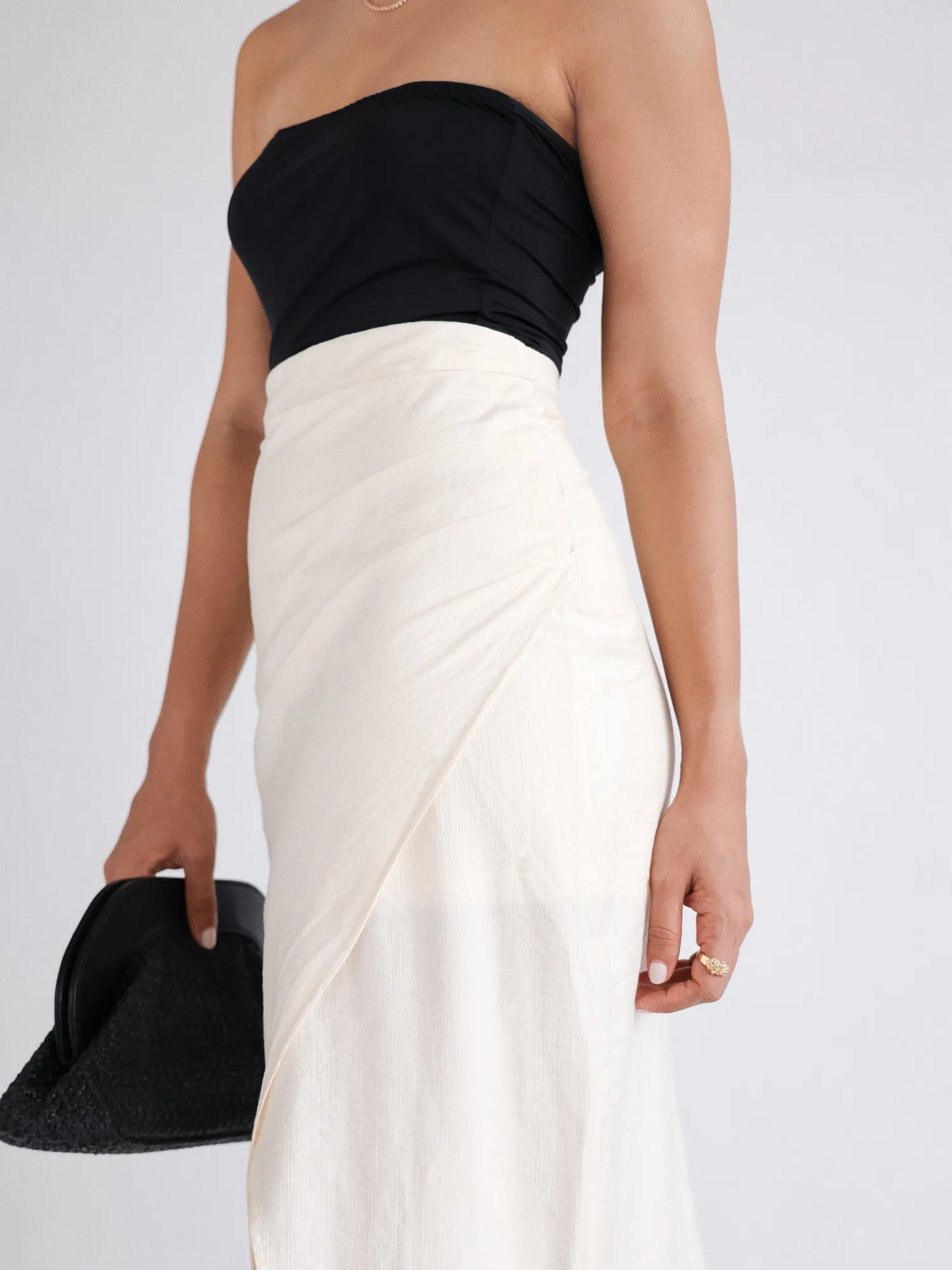 Side Ruched Midi Skirt