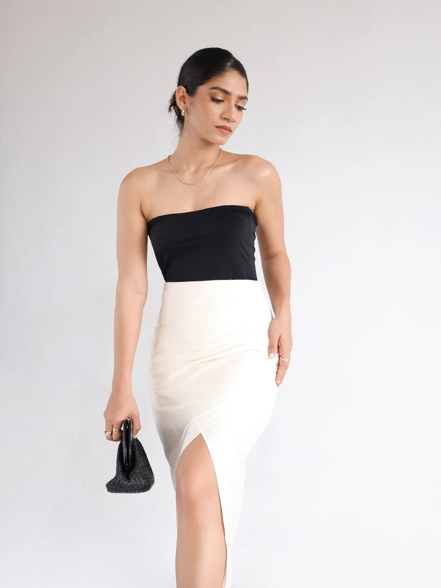 Side Ruched Midi Skirt