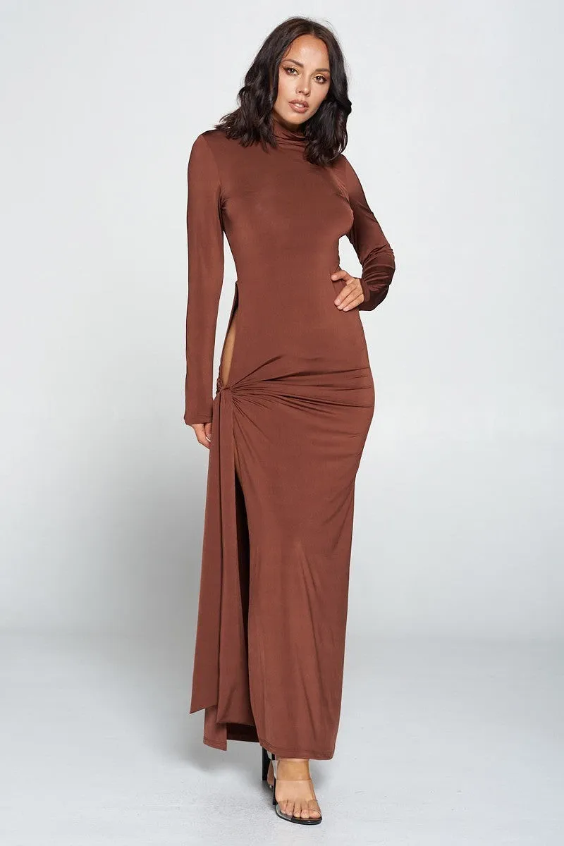 Side Tie Long Sleeve Dress