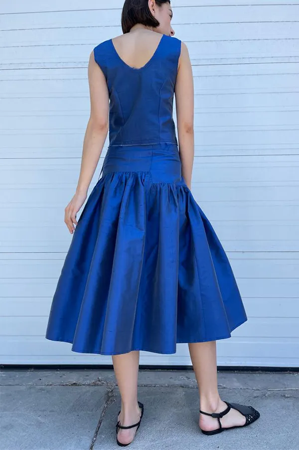 Silk Garden Skirt in Blue