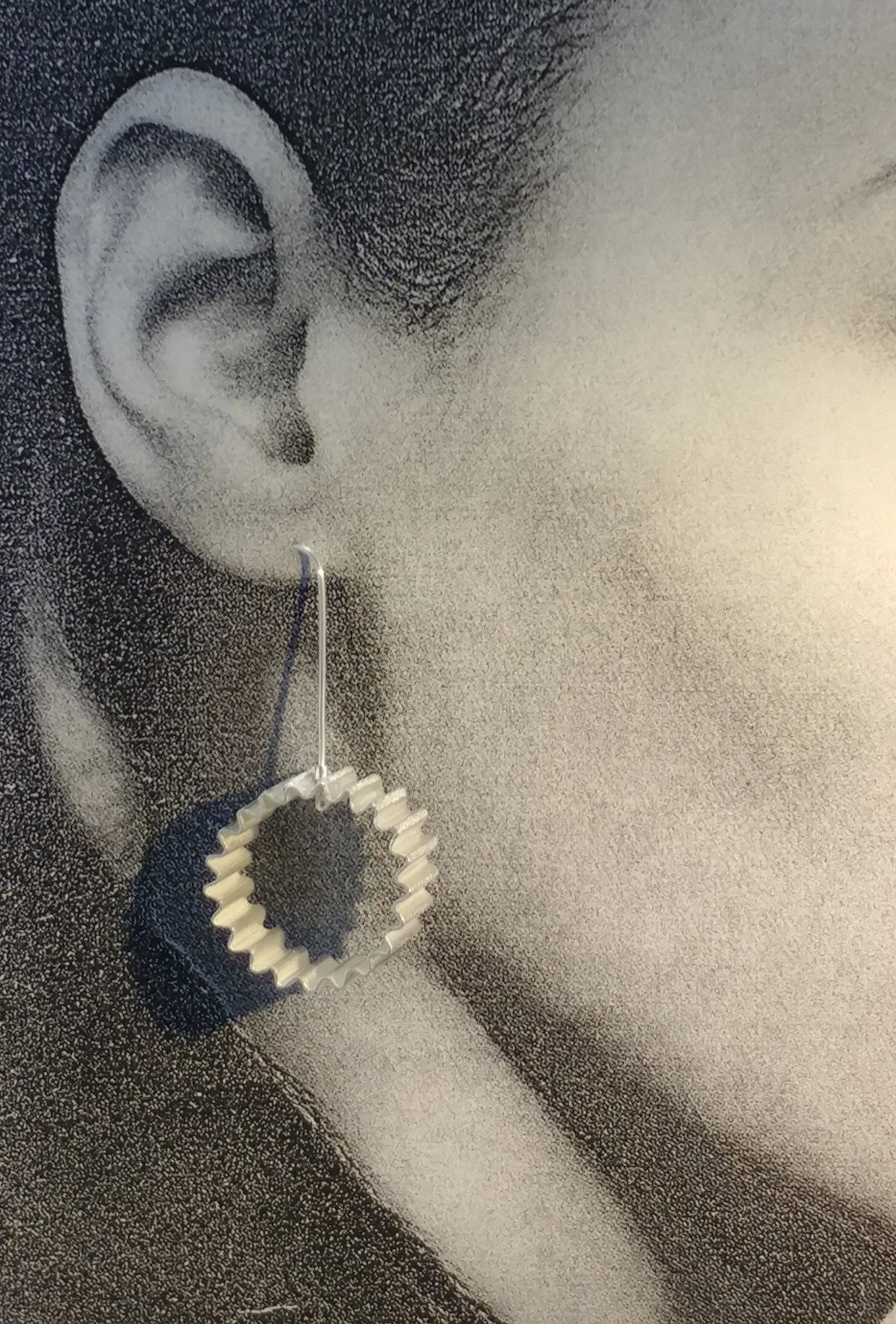 Silver hoop earrings with a difference, Circle Earrings, Silver dangles Earrings