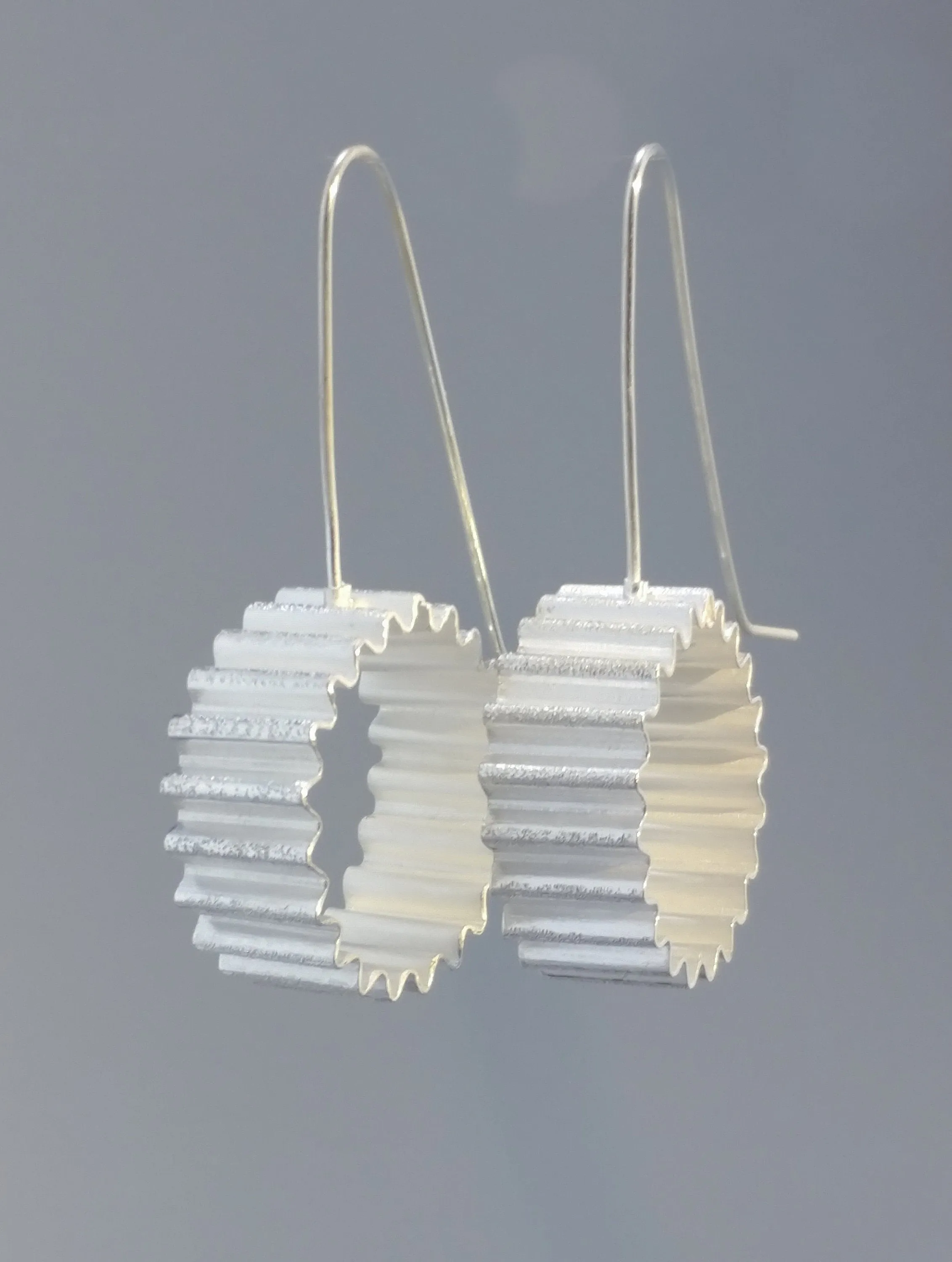 Silver hoop earrings with a difference, Circle Earrings, Silver dangles Earrings