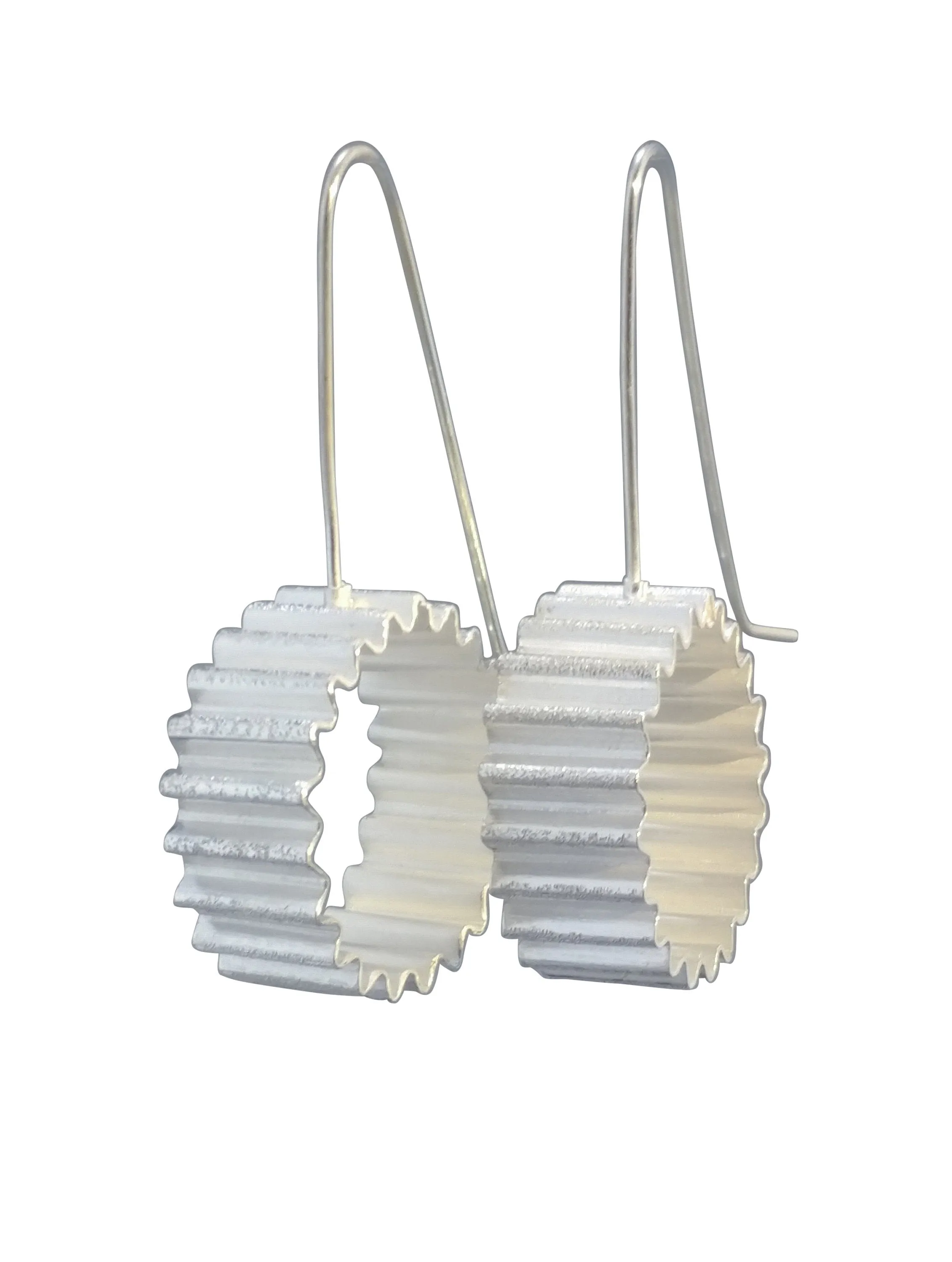 Silver hoop earrings with a difference, Circle Earrings, Silver dangles Earrings