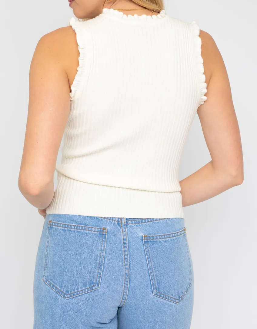 Sleeveless Ribbed Ruffle Top