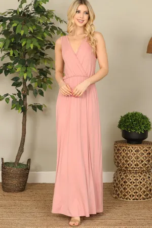 Sleeveless Wrap Solid Maxi Dress