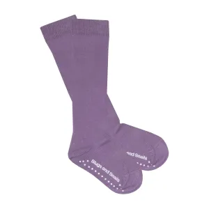 Slugs & Snails Block Colour Knee Socks - Plum Jam