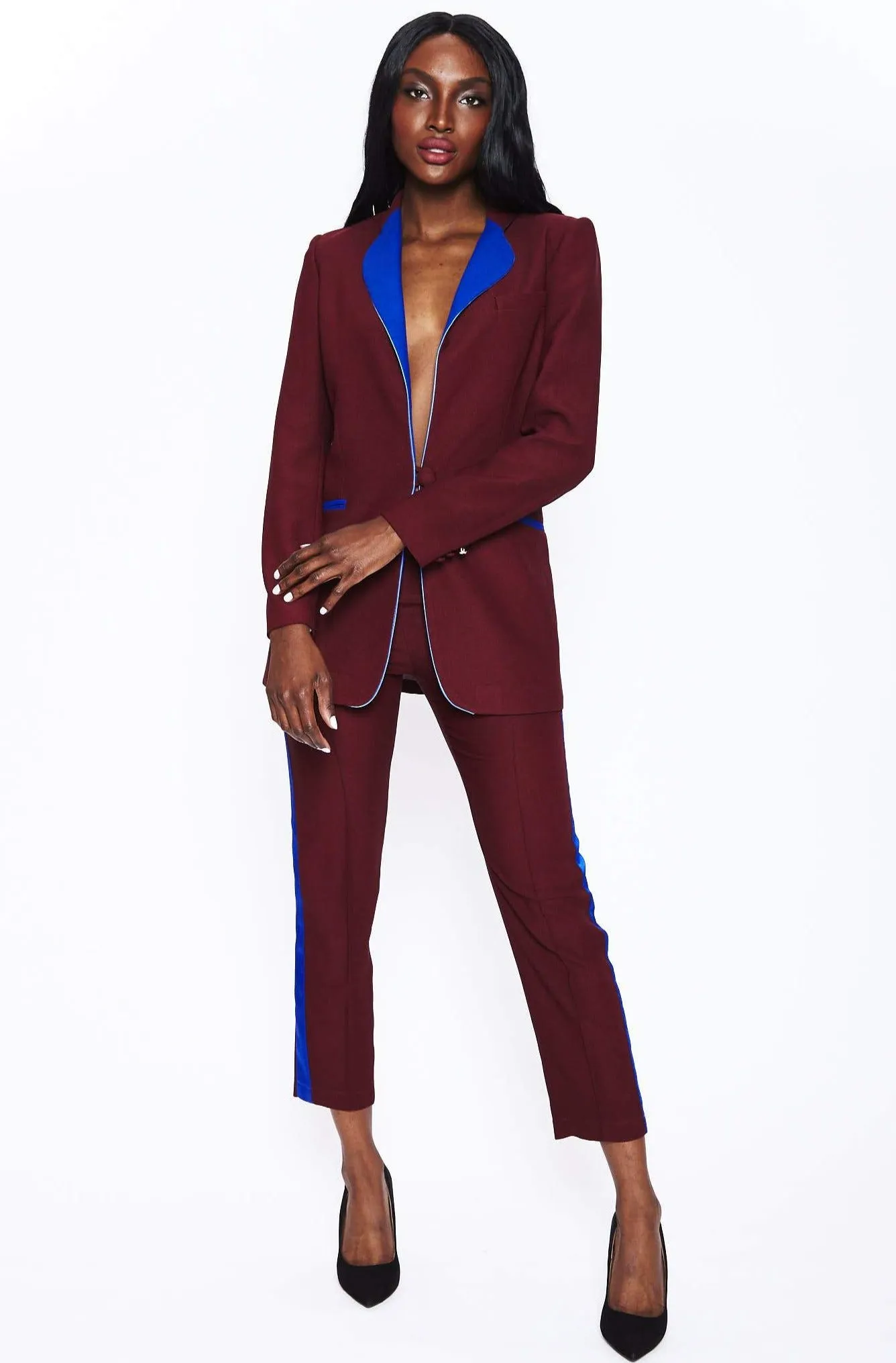 Smoking Suit in Burgundy and Blue by Hebe Studio - RENTAL