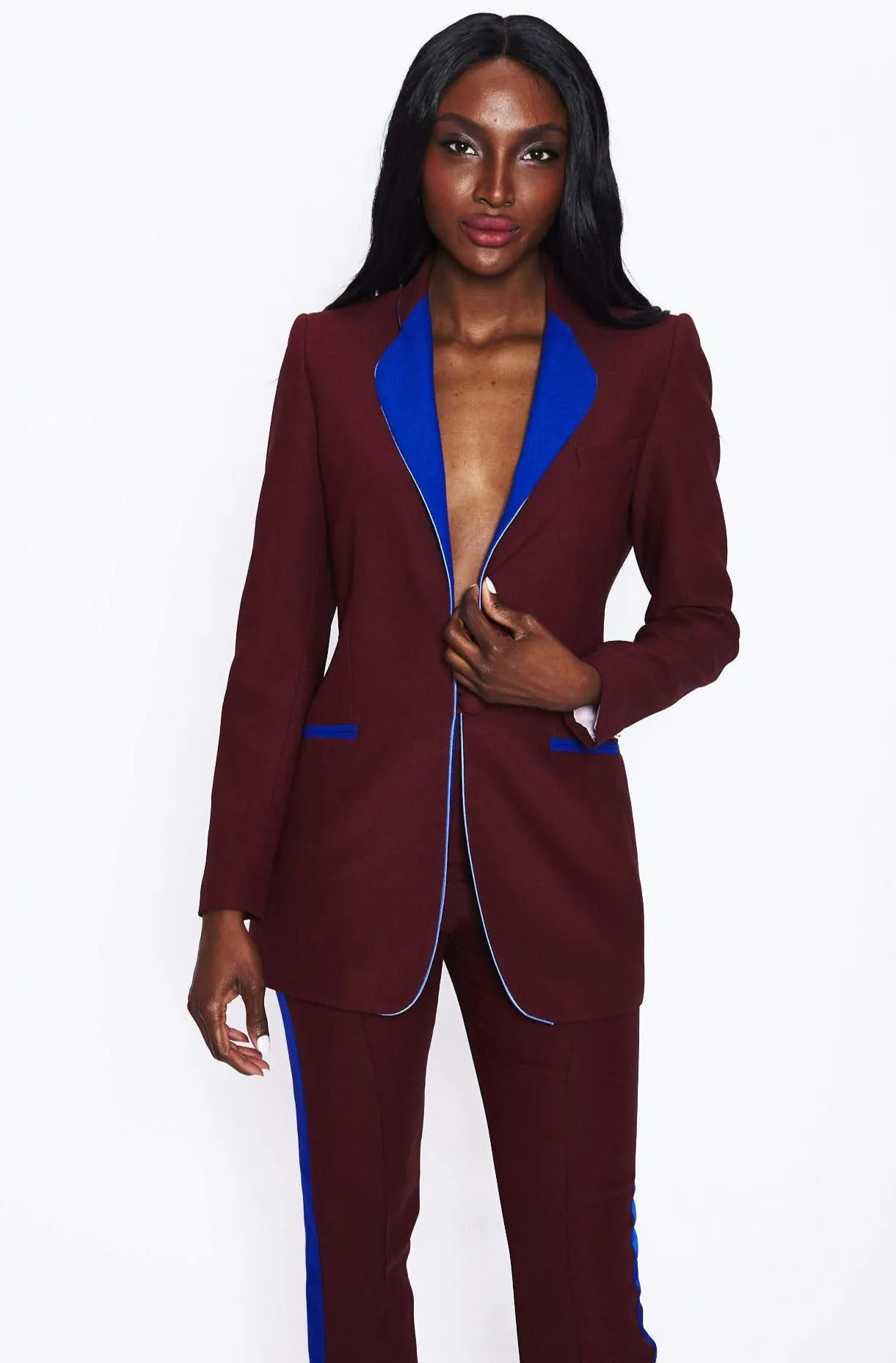 Smoking Suit in Burgundy and Blue by Hebe Studio - RENTAL