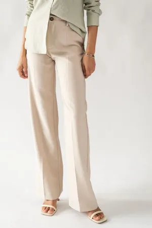 Solid Straight Leg Trouser (Beige, Black)