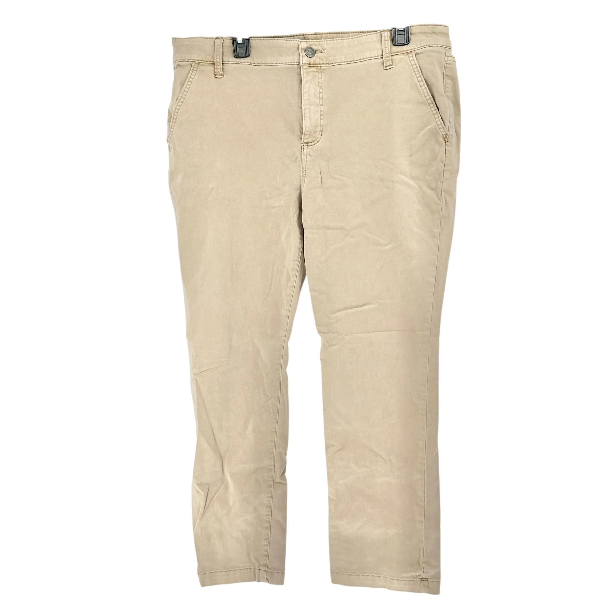 St Johns Bay Pants Womens 18P Straight Leg Beige Classic Fit Soft Stretch Fabric