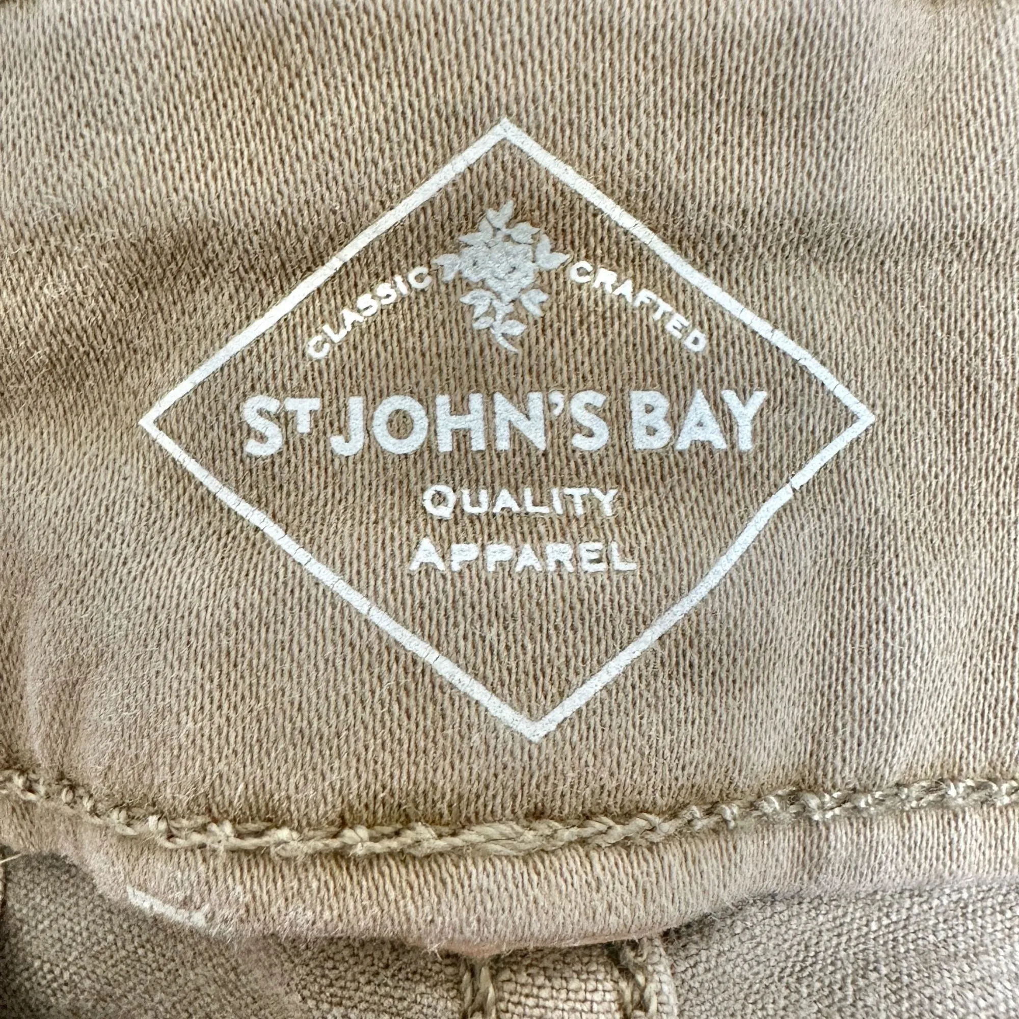 St Johns Bay Pants Womens 18P Straight Leg Beige Classic Fit Soft Stretch Fabric