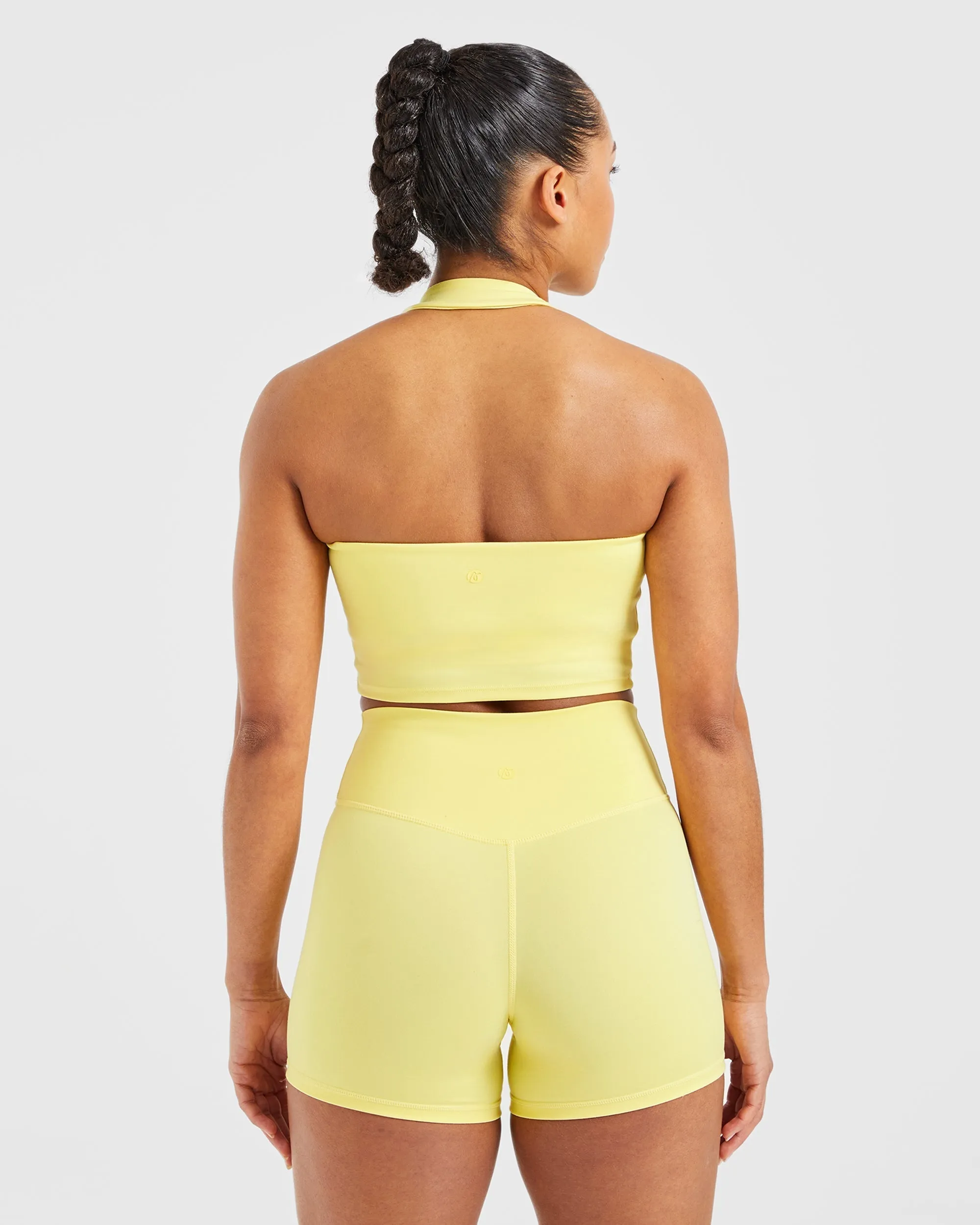Staple Halterneck Crop Top - Pastel Lemon