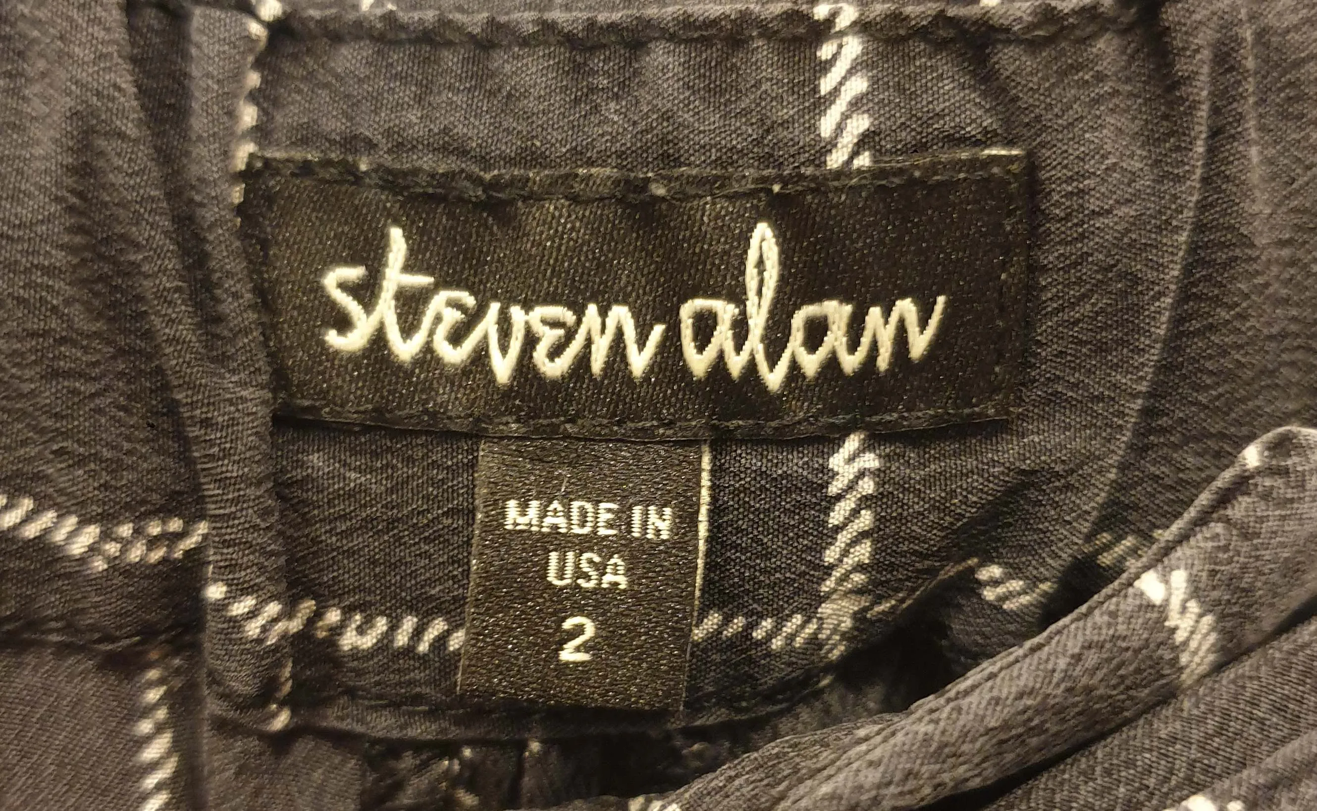 Steven Alan 100% silk black and white check pants size 2, best fits 8