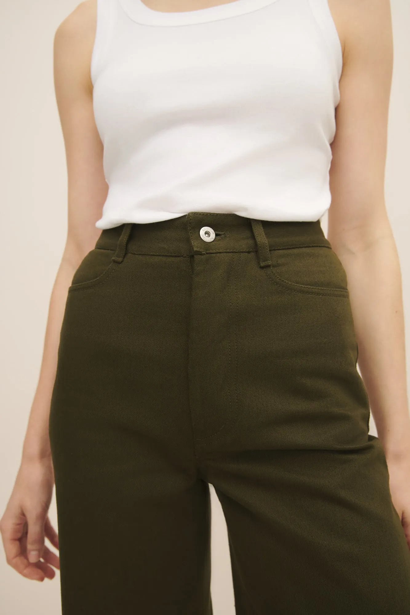 Straight Leg Jeans - Khaki Denim