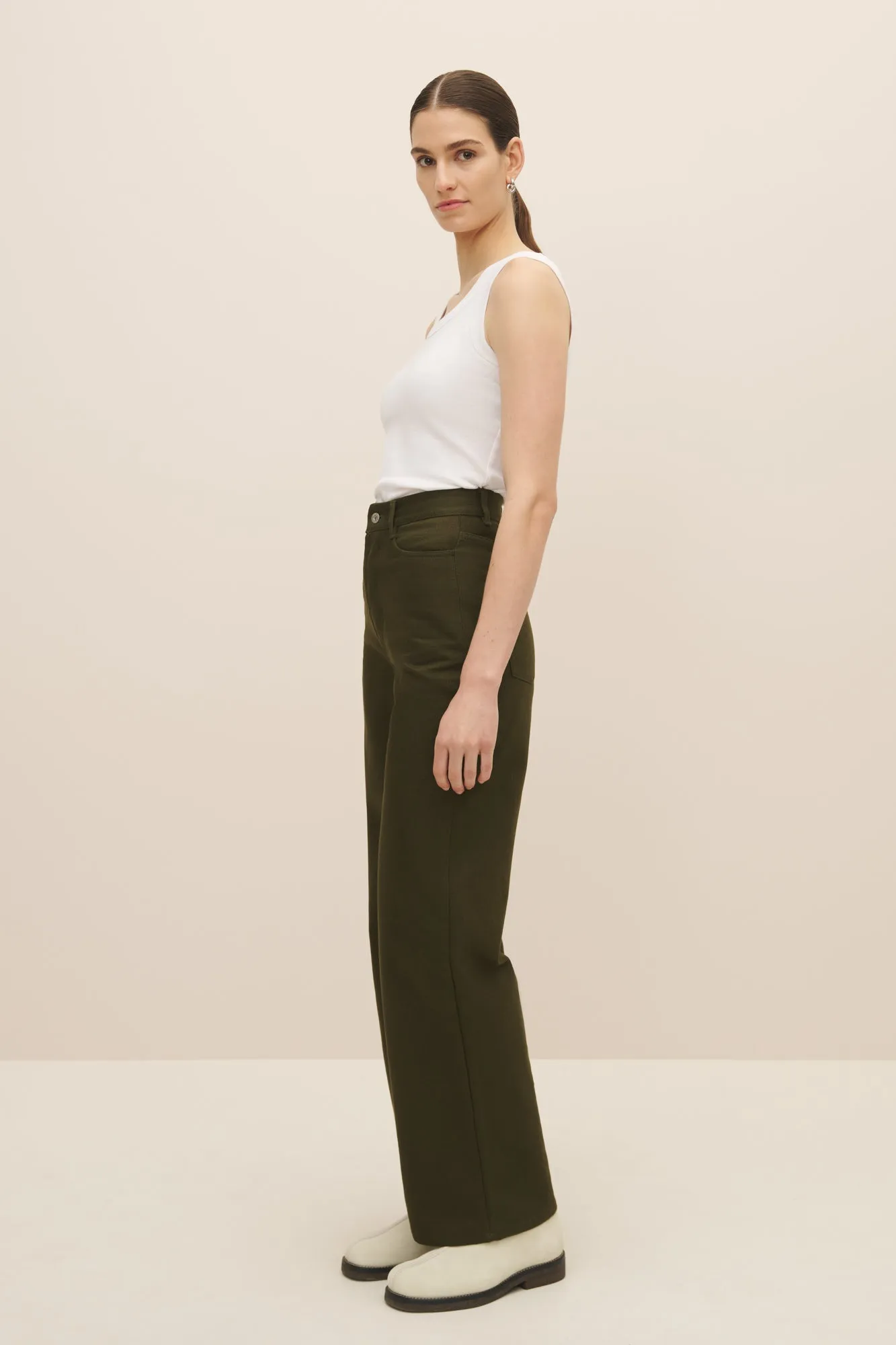 Straight Leg Jeans - Khaki Denim