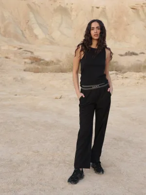 Straight Leg Long Rubber Pants