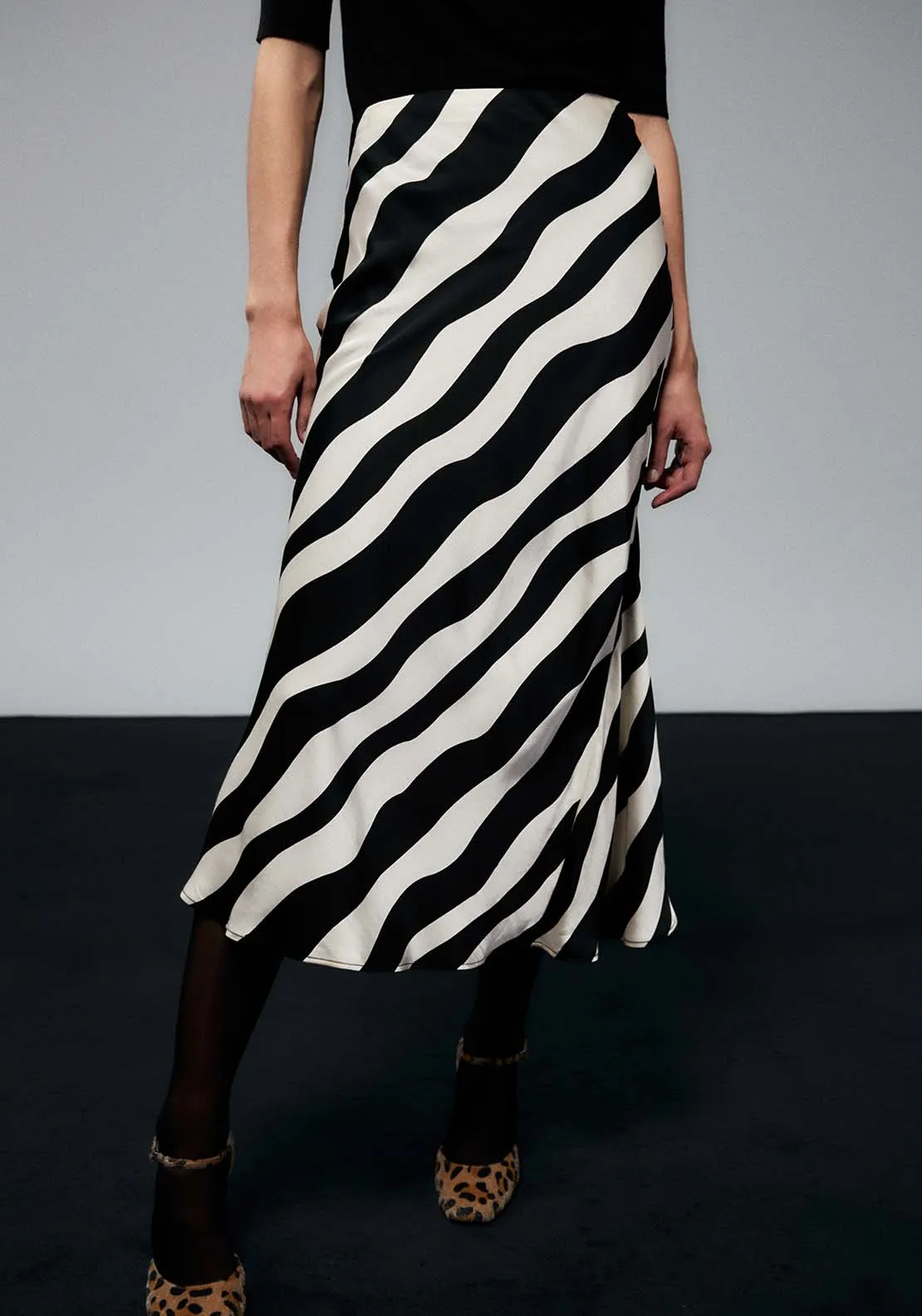 Striped Skirt - Black