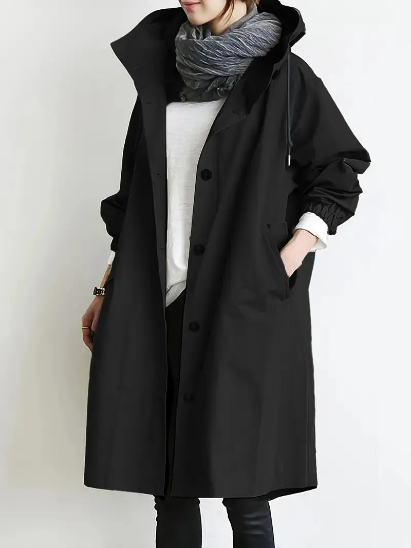 Stylish rain jacket with a fitted cut and buttons for women | Perfect for outdoor activities