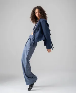 SUHAIR DENIM BLUE TAILORED PANTS
