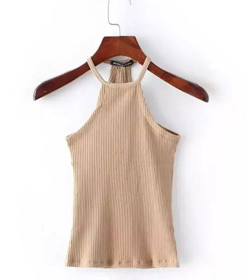 Summer Off Shoulder Knitted Bustier Crop Top Women Round Neck Elastic Tube Tank Tops Knit Beach Sexy Camis Crop Tops 6 Colors