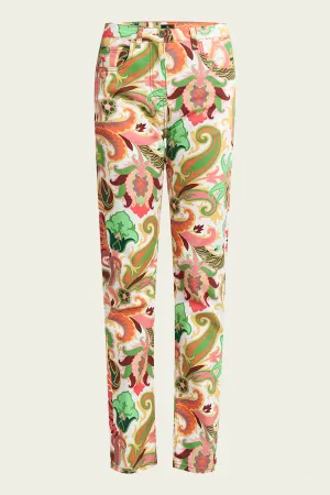 Summer Print Straight-Leg Jeans in Multicolor