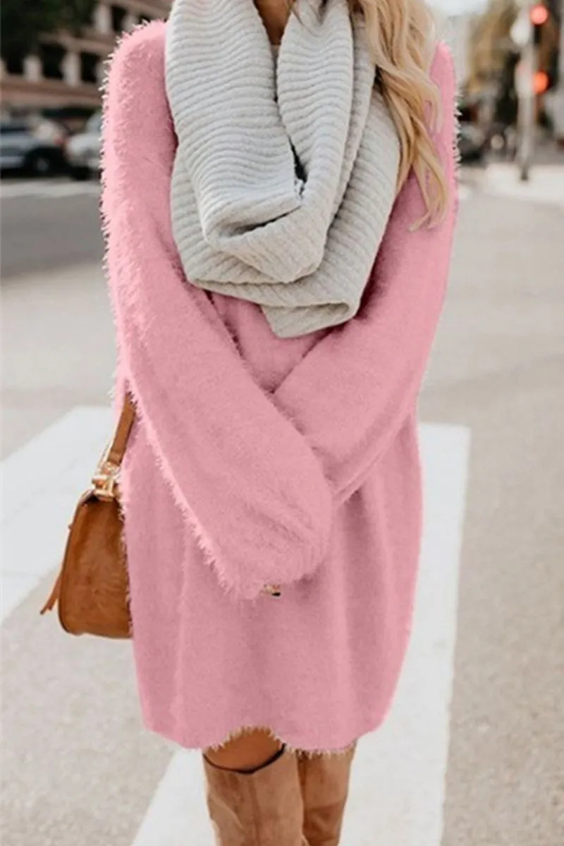 Sweet Solid Solid Color O Neck A Line Dresses