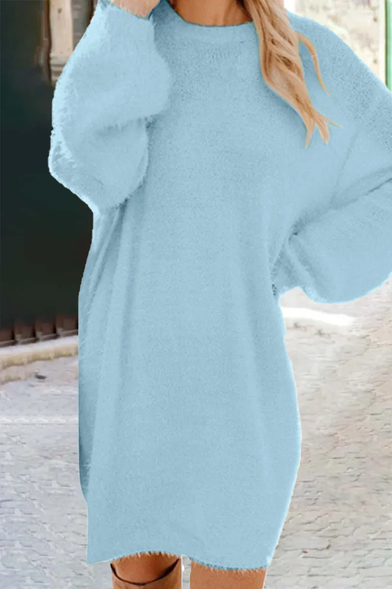 Sweet Solid Solid Color O Neck A Line Dresses