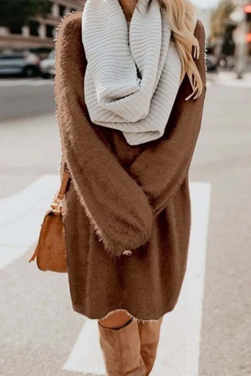Sweet Solid Solid Color O Neck A Line Dresses