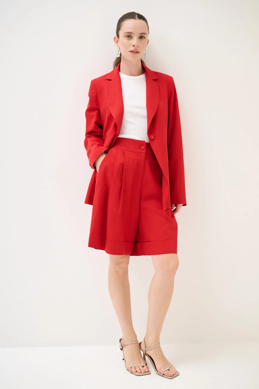 Tailored double-button structured classic blazer wholesale