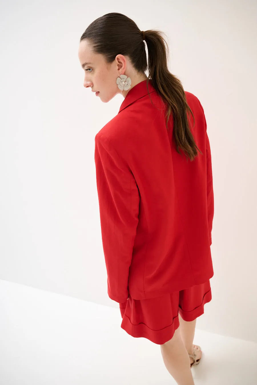 Tailored double-button structured classic blazer wholesale